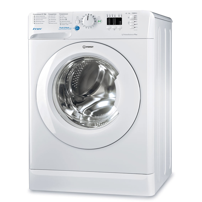 Стиральная машина Indesit BWSA 61051, класс А, 1000 об/мин, 6 кг, белая - фото 51447263