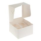 Кондитерская упаковка, короб под 4 капкейка с окном, 16 х 16 х 10 см - Фото 2