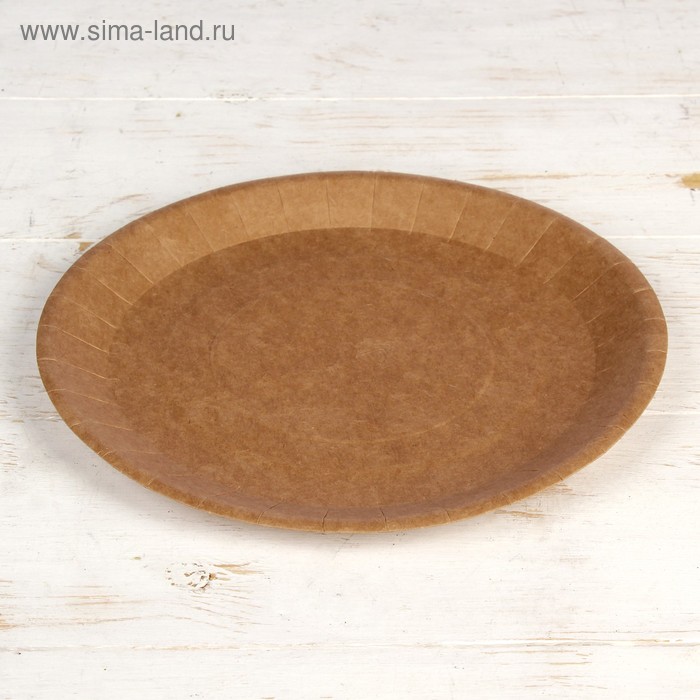 Бумажная тарелка крафт 23×23 см - Фото 1