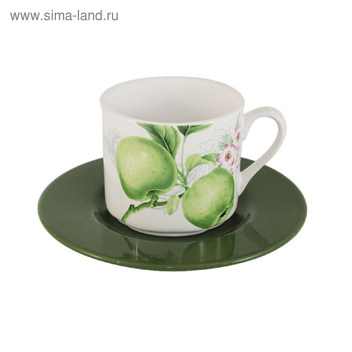 Чашка с блюдцем «Зелёные яблоки», 250 мл - Фото 1