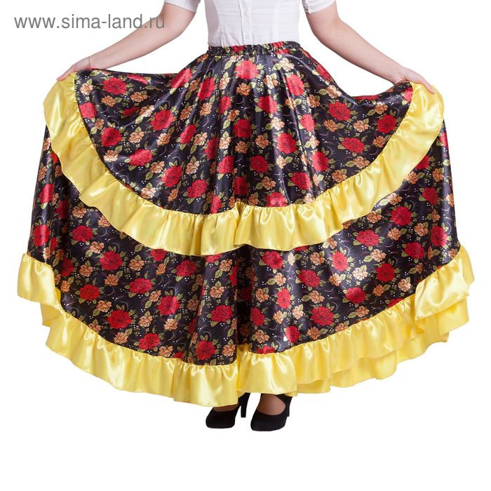 Карнавальная юбка "Цыганская", цвет жёлтый, обхват талии 76-84 см, длина 95 см - Фото 1