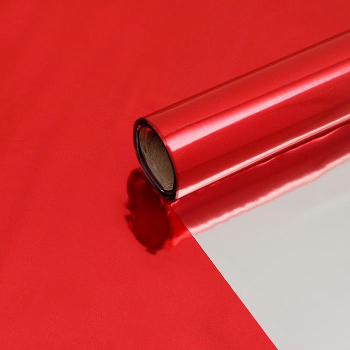 Полисилк односторонний, цвет красный + серебро, 1 х 20 м - Фото 1
