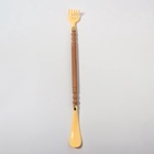 Массажёр - чесалка, универсальный, с ложкой, деревянный, 47×4×3 см, жёлтый - Фото 2