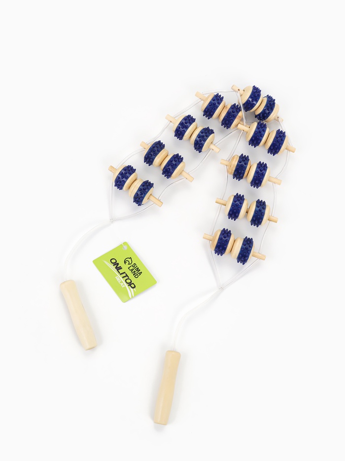 Массажёр-лента для спины, 9 звеньев, деревянный, с шипами, 84×7.5×3 см, МИКС - Фото 1