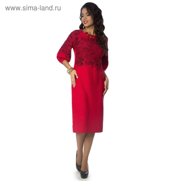 Платье-футляр, размер 42, цвет красный, чёрный - Фото 1