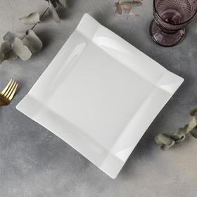Тарелка фарфоровая обеденная Emily, 25×25 см, цвет белый