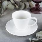 Чайная пара фарфоровая Wilmax, 2 предмета: чашка 180 мл, блюдце d=14 см, цвет белый - фото 5984336