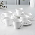 Набор фарфоровый чайный на 6 персон Wilmax, 12 предметов: 6 чашек 180 мл, 6 блюдец d=14 см, цвет белый - фото 297831866