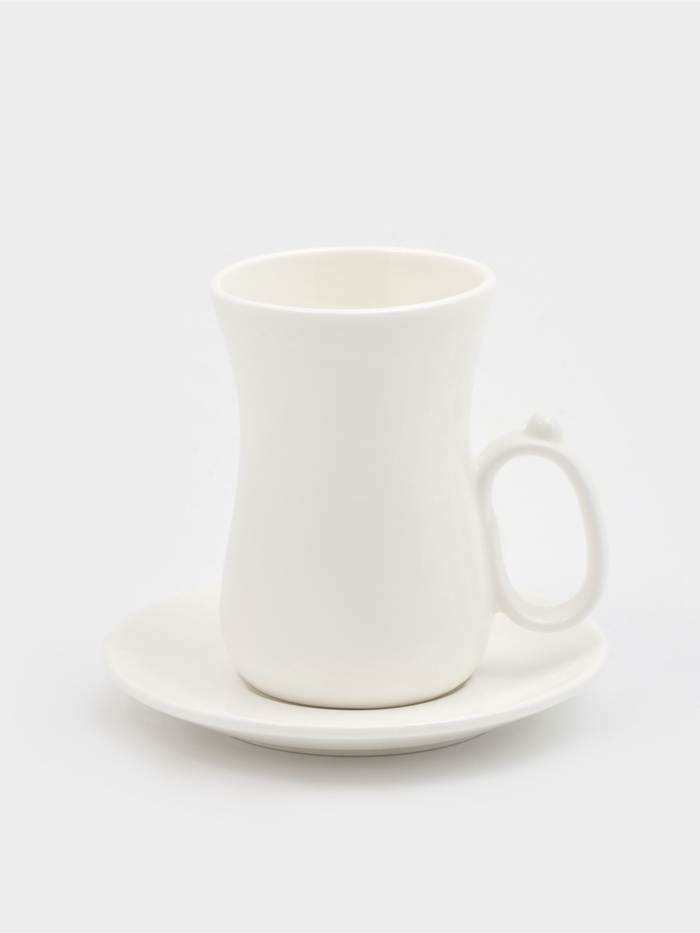 Кофейная пара Wilmax, 2 предмета: кружка 120 мл, блюдце d=10.2 см, фарфор, белая - Фото 1