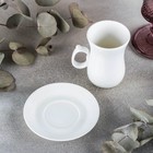 Кофейная пара Wilmax, 2 предмета: кружка 120 мл, блюдце d=10.2 см, фарфор, белая - Фото 2