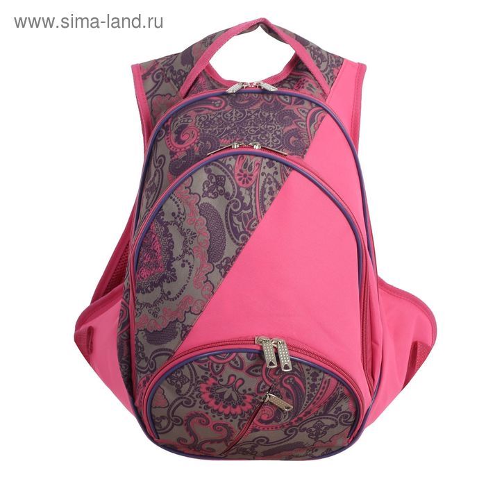 Рюкзак молодёжный, 2 отдела, наружный карман, цвет розовый - Фото 1