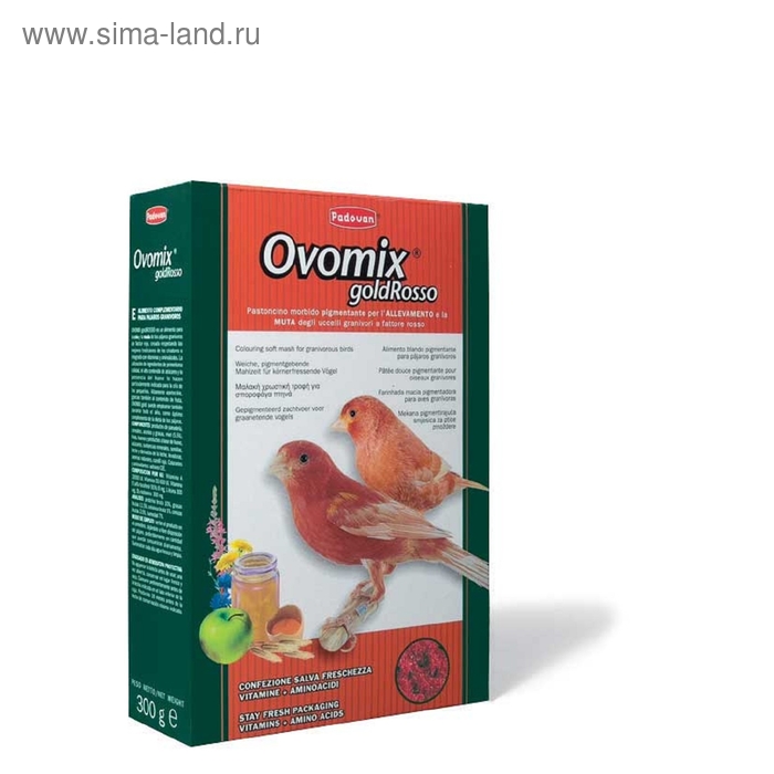 Корм комплексный Padovan OVOMIX GOLD Rosso для птенцов с красным оперением, яичный, 300 г. - Фото 1