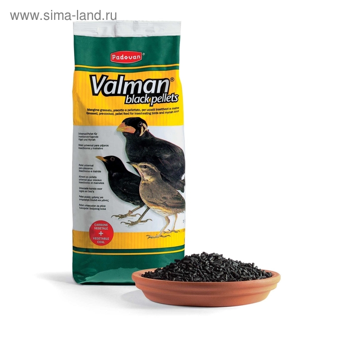 Корм дополнительный Padovan VALMAN Black Pellets для насекомоядных птиц, 1 кг. - Фото 1