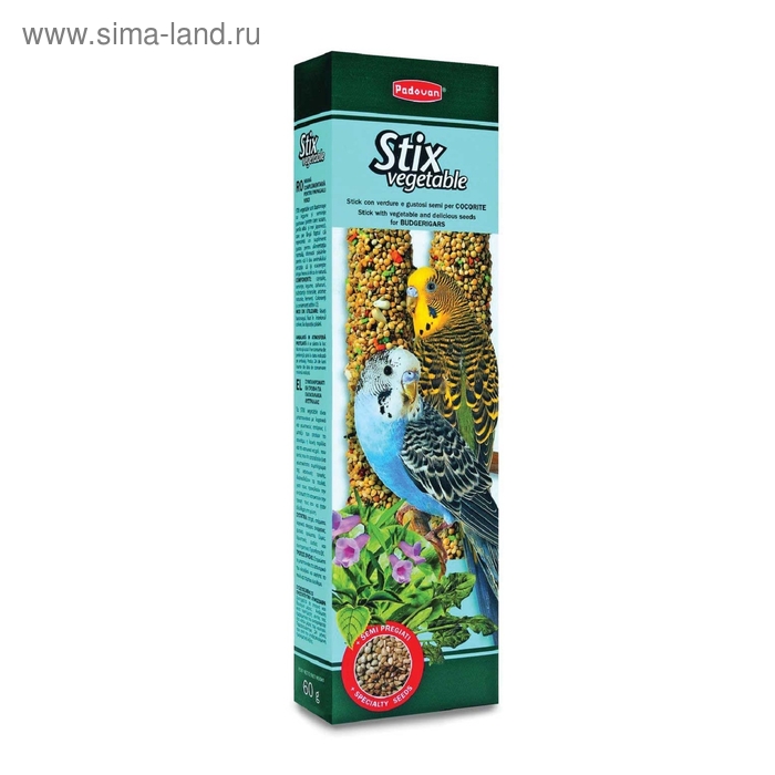 Лакомства Padovan STIX VEGETABLE для волнистых попугаев, палочки овощные, 80 г. - Фото 1