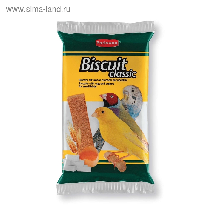 Бисквиты Padovan BISCUIT Classic для декоративных птиц, сладкие/яичные, 5х30 г. - Фото 1