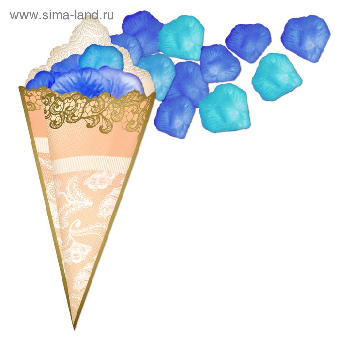 Лепестки роз с кульком, сине-голубые - Фото 1