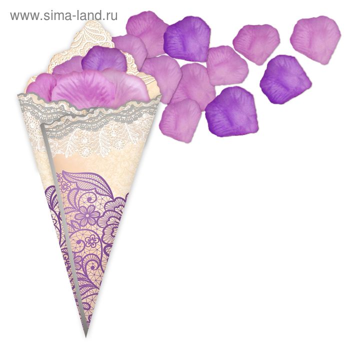 Лепестки роз с кульком, светло-сиреневые и пурпурные - Фото 1