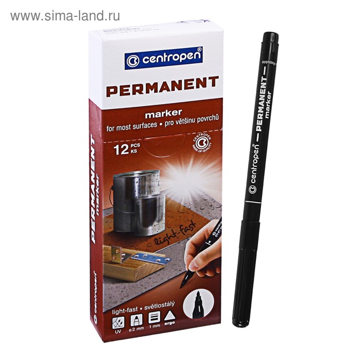 Маркер перманентный Centropen 2536, чёрный, узел 2.0 мм, линия 1 мм - Фото 1
