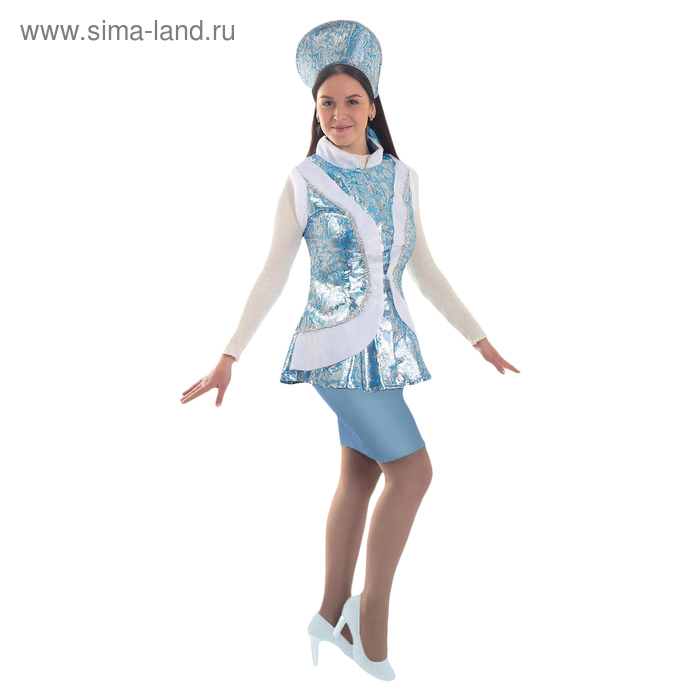 Карнавальный костюм "Снегурочка", жилет, кокошник, р-р 46 - Фото 1