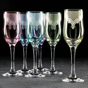 Набор бокалов для шампанского «Крокус», стеклянный, 200 мл, 6 шт, гравировка