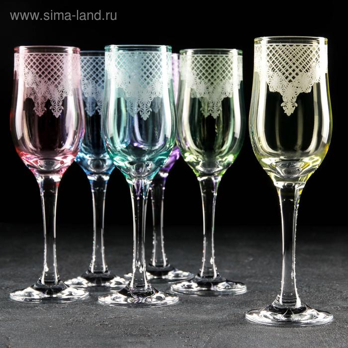 Набор бокалов для шампанского «Крокус», стеклянный, 200 мл, 6 шт, гравировка - Фото 1