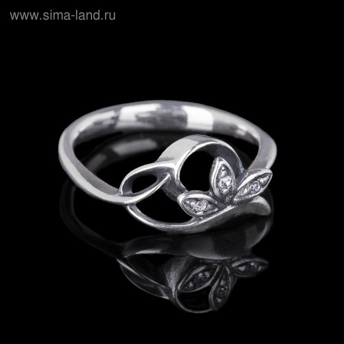 Кольцо "Муслин", размер 17, цвет белый в чернёном серебре - Фото 1