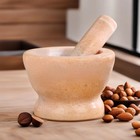 Ступка с пестиком большая, 130 мл, d=8.5 см, h=7 см, пестик 10.5 см, камень, песочная - Фото 5