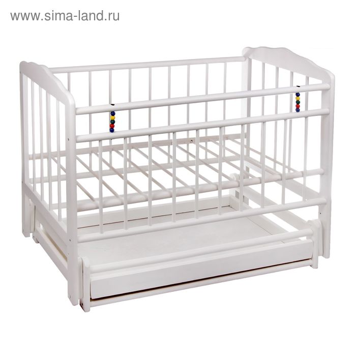 Детская кроватка «Женечка-6» на маятнике, с ящиком, цвет белый - Фото 1