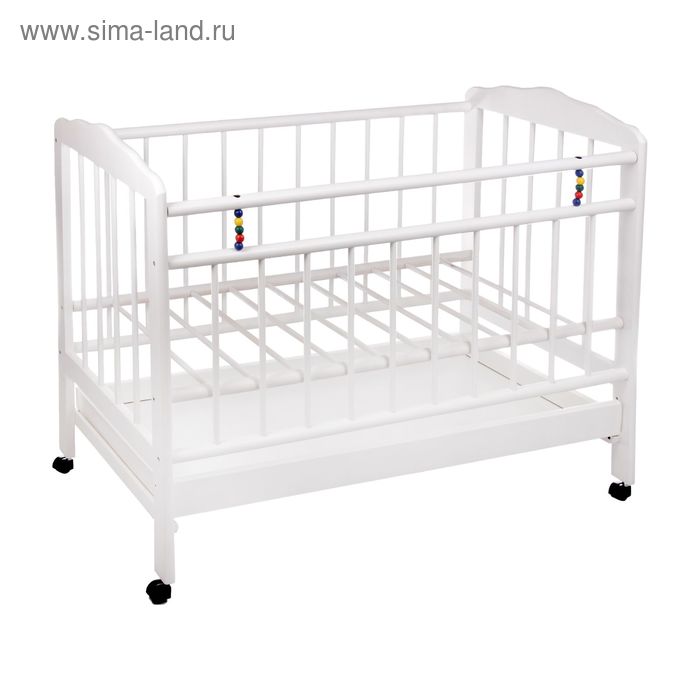 Детская кроватка «Женечка-2» на колёсах, с ящиком, цвет белый - Фото 1