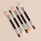 Набор аппликаторов для теней, с кистью, двусторонние, 5 шт., 7.5 см, цвет чёрный/серебристый - Фото 3