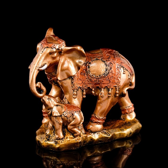 Копилка "Слоны семья", глянец, бронзовая, 29 см, гипс, микс - Фото 1