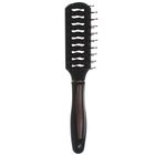 Расчёска массажная с прорезиненной ручкой, вентилируемая, прямоугольная, цвет чёрный/коричневый - Фото 1