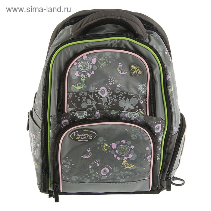Рюкзак школьный эргономичная спинка для девочки Steiner 4101-156, 41*30*17 «Цветы», серый 4101-156 - Фото 1