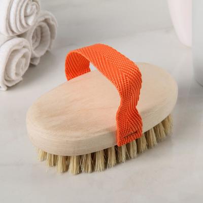 Щётка для сухого массажа, с ремешком МИКС, натуральная щетина