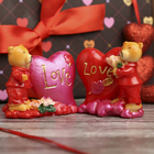 Сувенир "Мишка в костюме с сердцем и цветами" 7×3,6×5,9 см МИКС - Фото 1