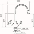 Смеситель для кухни RMS SL92W-279F, двухвентильный, высокий излив, хром/белый - Фото 4