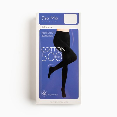 Колготки женские DEA MIA COTTON 500 ден, цвет чёрный, размер 2