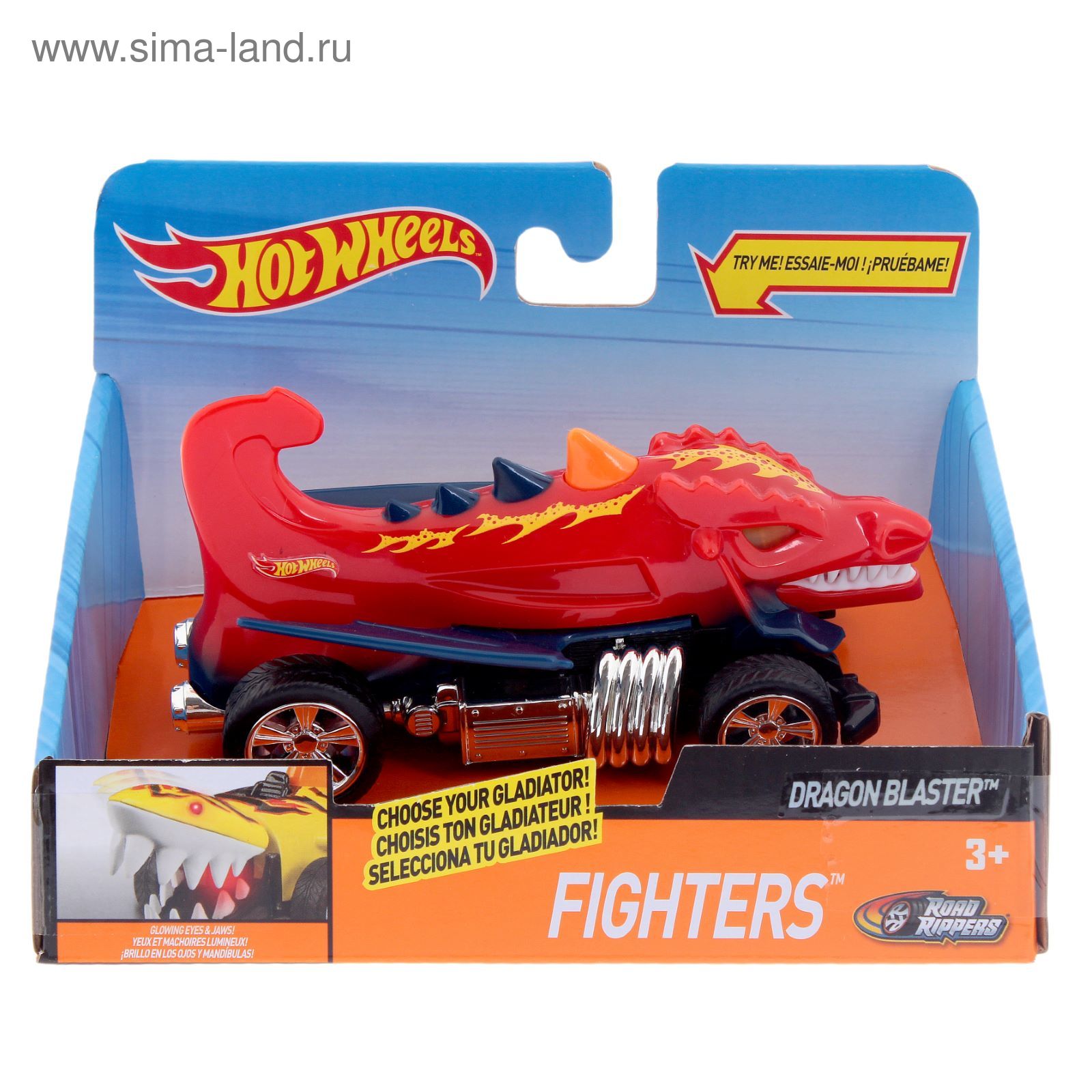 Машинка Hot Wheels - красный дракон, 13,5 см, световые и звуковые эффекты,  работает от батареек