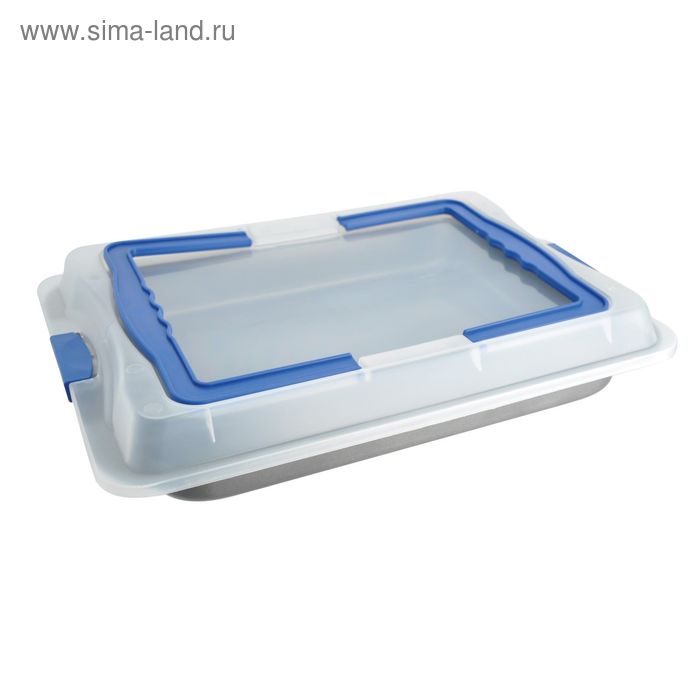 Противень глубокий с пластиковой крышкой Regent inox, размер 37x25x5.5 см - Фото 1