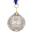 Медаль призовая 060, d= 5 см. 2 место. Цвет серебро. С лентой - Фото 2