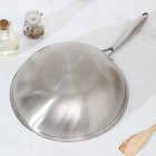 Сковорода-Wok из нержавеющей стали Доляна «Алмаз», d=30 см, антипригарное покрытие, металлическая ручка - Фото 3