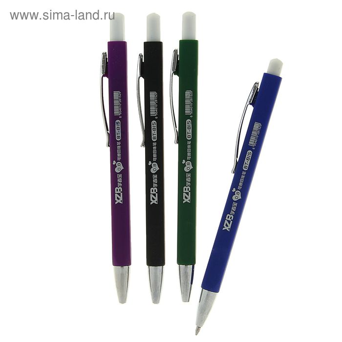 Ручка шариковая со стираемыми чернилами, линия 0,8 мм, автоматическая, стержень синий, прорезиненный квадратный корпус, МИКС - Фото 1