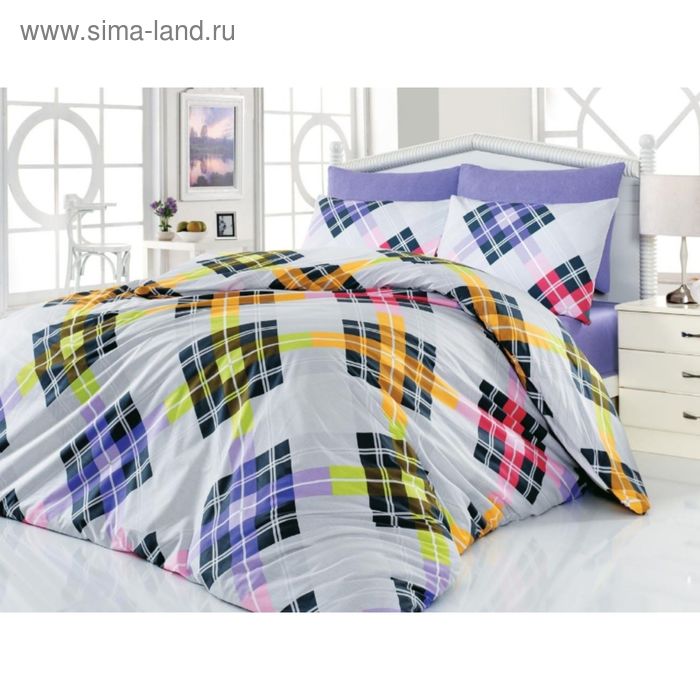 Постельное бельё Евро COTTON LIFE Creton SMART, цвет лиловый, 200х220 см, 220х240 см, 70х70 см - Фото 1