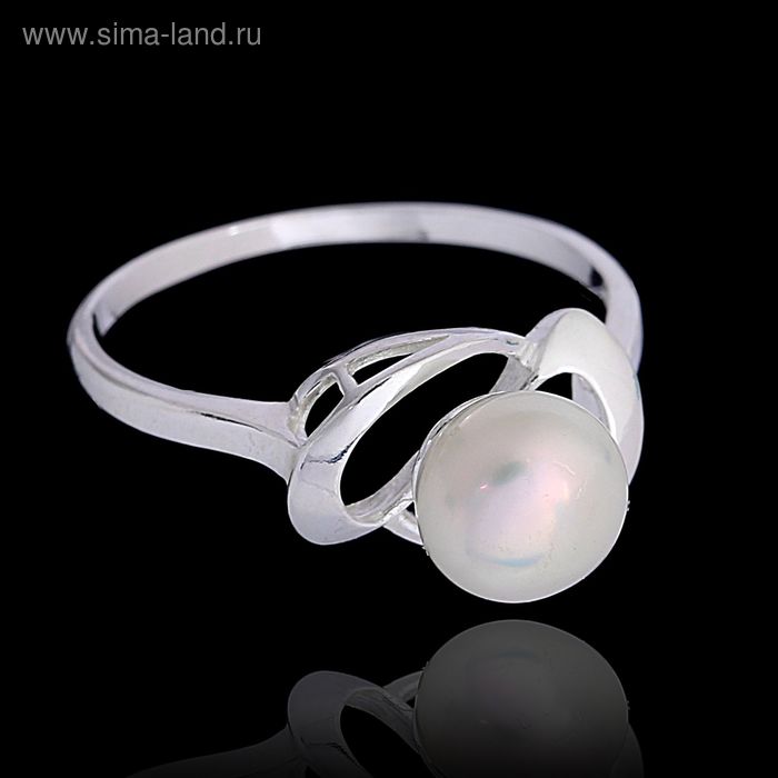 Кольцо азурит "Жемчуг" 9006, посеребрение, бантик, цвет белый, 18,5 р-р - Фото 1