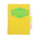 Тетрадь А5 120 листов на гребне Neon book, пластиковая обложка, 3 пластиковых разделителя, с карманом, желтая - Фото 1