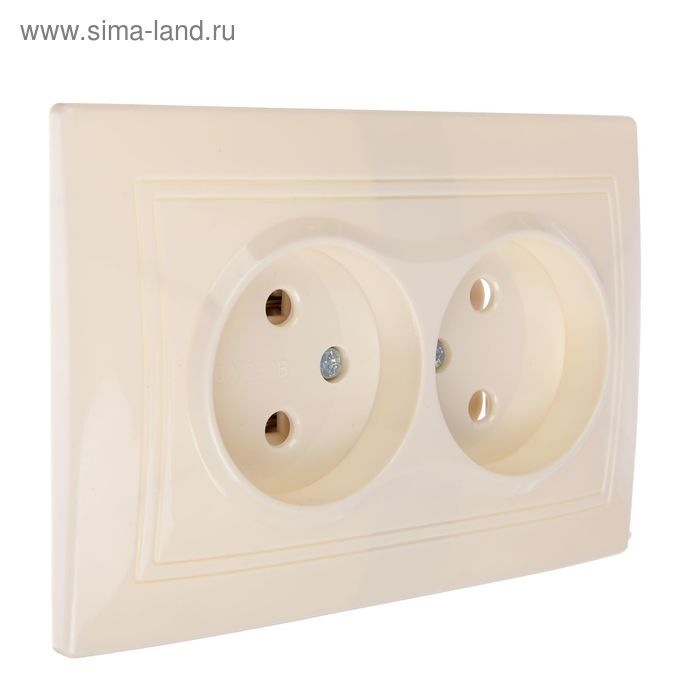 Розетка TDM "Таймыр" 2П, 10 А, 250 В, двухместная, цвет слоновая кость, SQ1814-0113 - Фото 1
