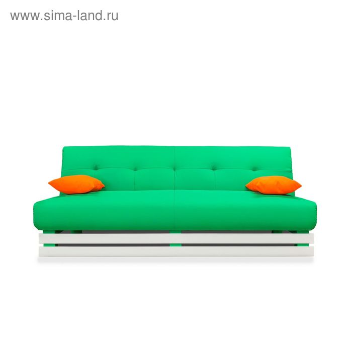 Диван «Манго 1», обивка зелёная, подушки оранжевые - Фото 1