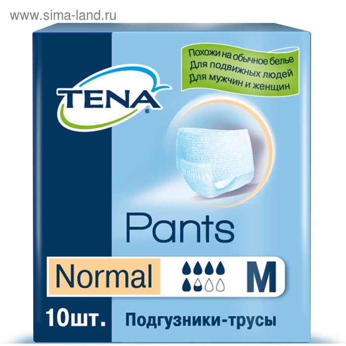Подгузники-трусы Tena Pants Normal, размер M (80-100 см), 10 шт. - Фото 1