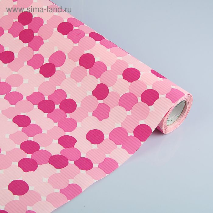 Бумага упаковочная крафт "Круги", розовый, 0.5 х 10 м - Фото 1