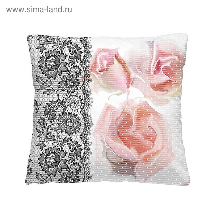Подушка декоративная «Ажурные розы», размер 40х40 см, габардин - Фото 1